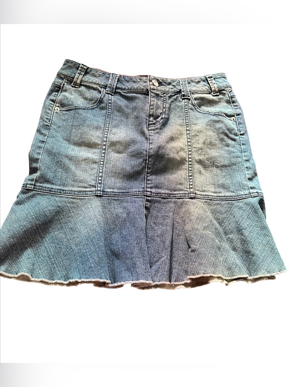 DKNY Blue Denim Flared Mini Skirt